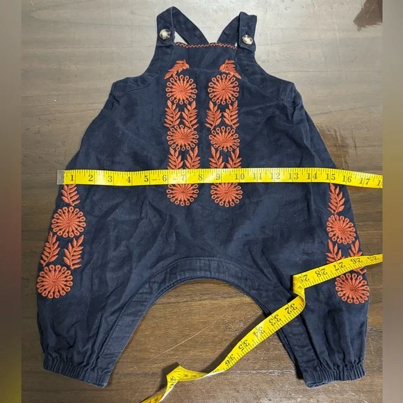 Banana Republic Baby 12-18 Month Navy Blue Linen Embroidered Jumper - Picture 11 of 13